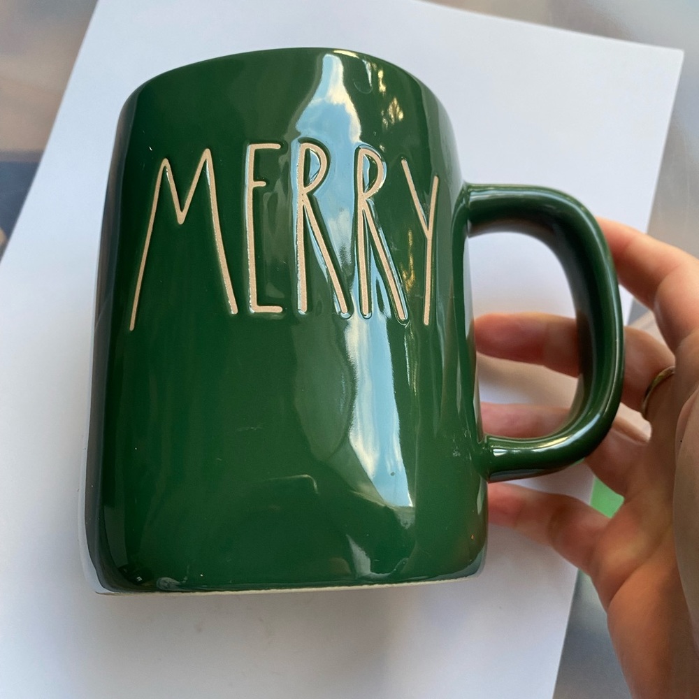 NWT Rae Dunn "Merry" Green coffee / tea mug really rare